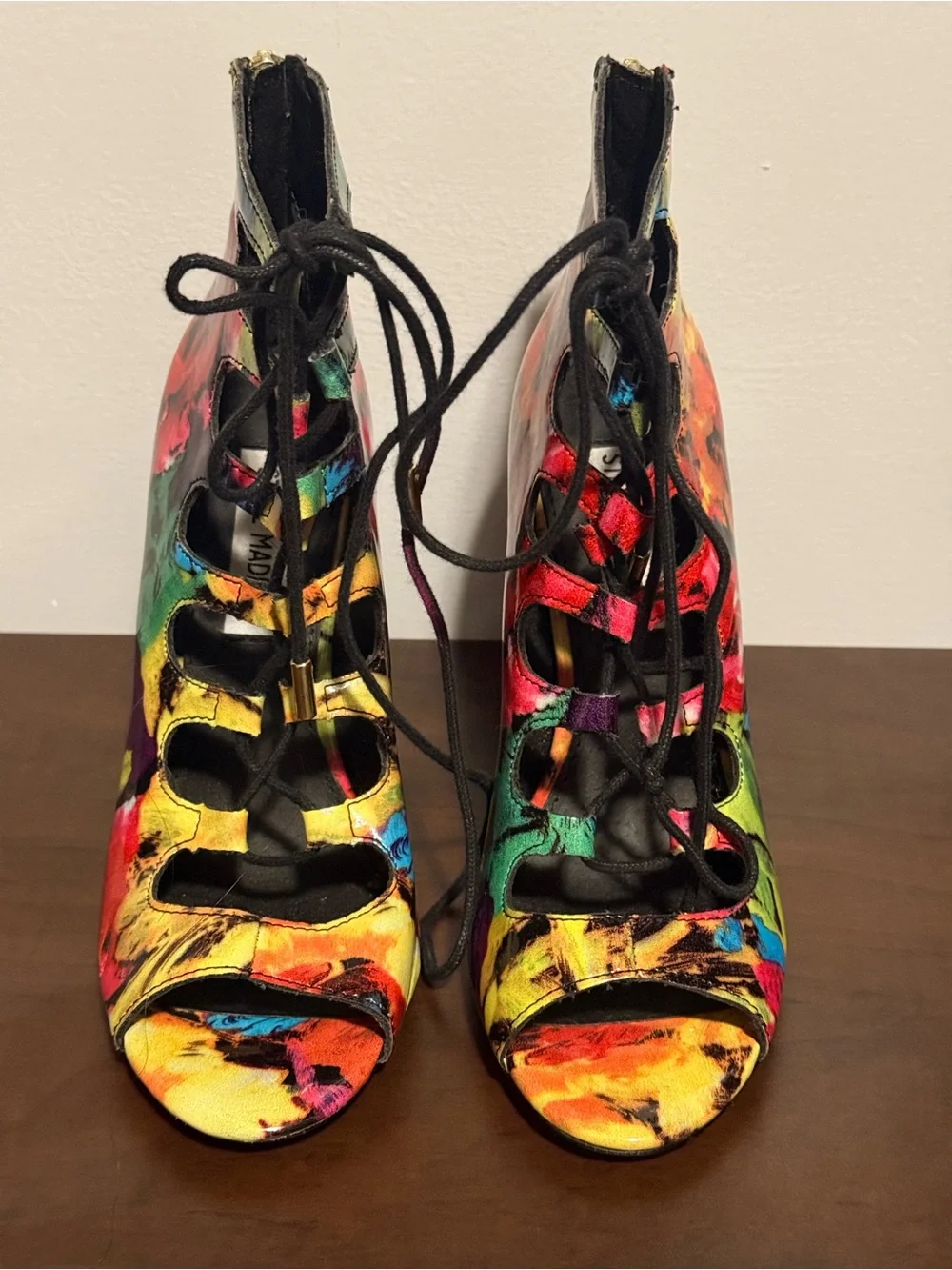 Steve Madden Multicolor Floral Lace-Up Stiletto Sandals